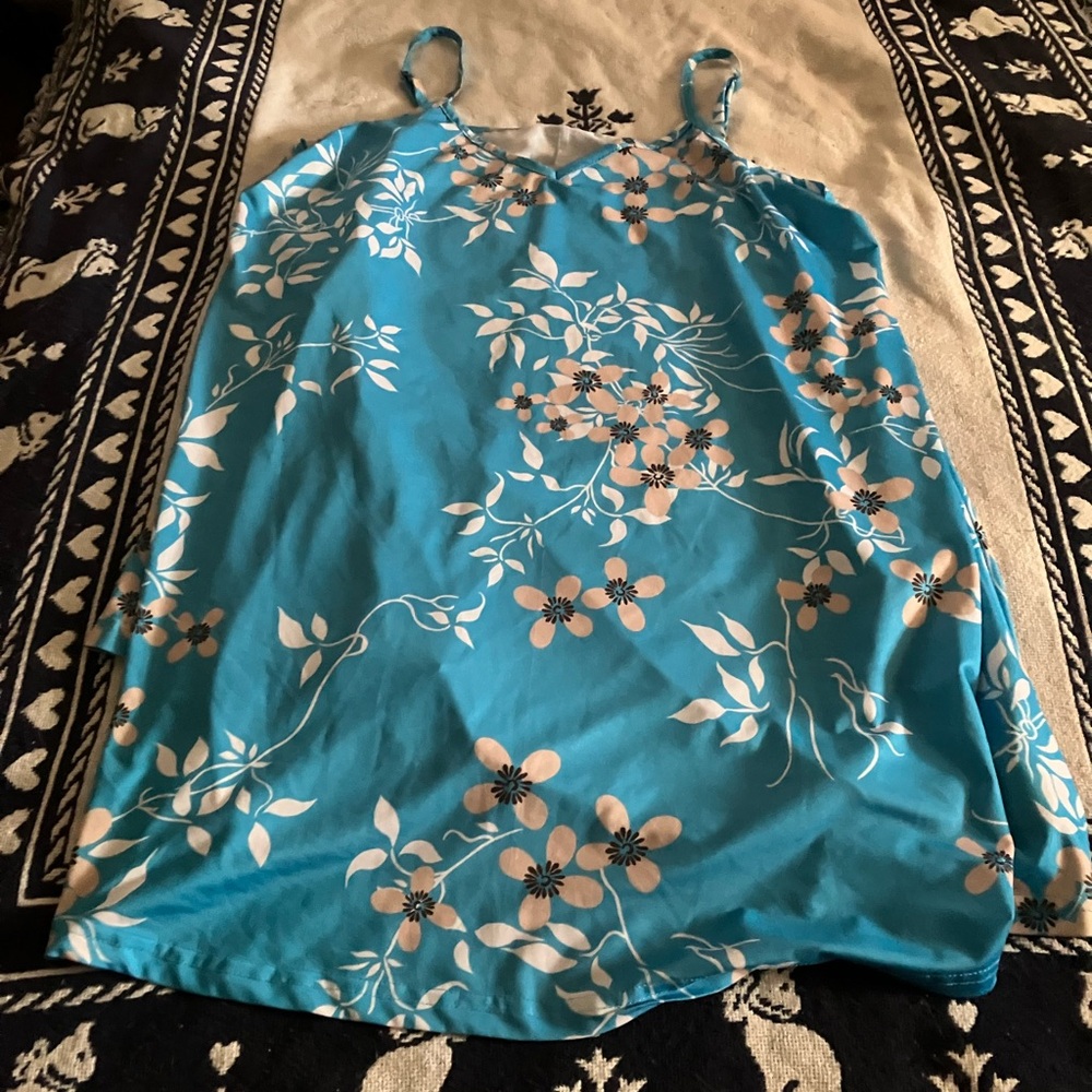 Floral Blue and White Slip Dress